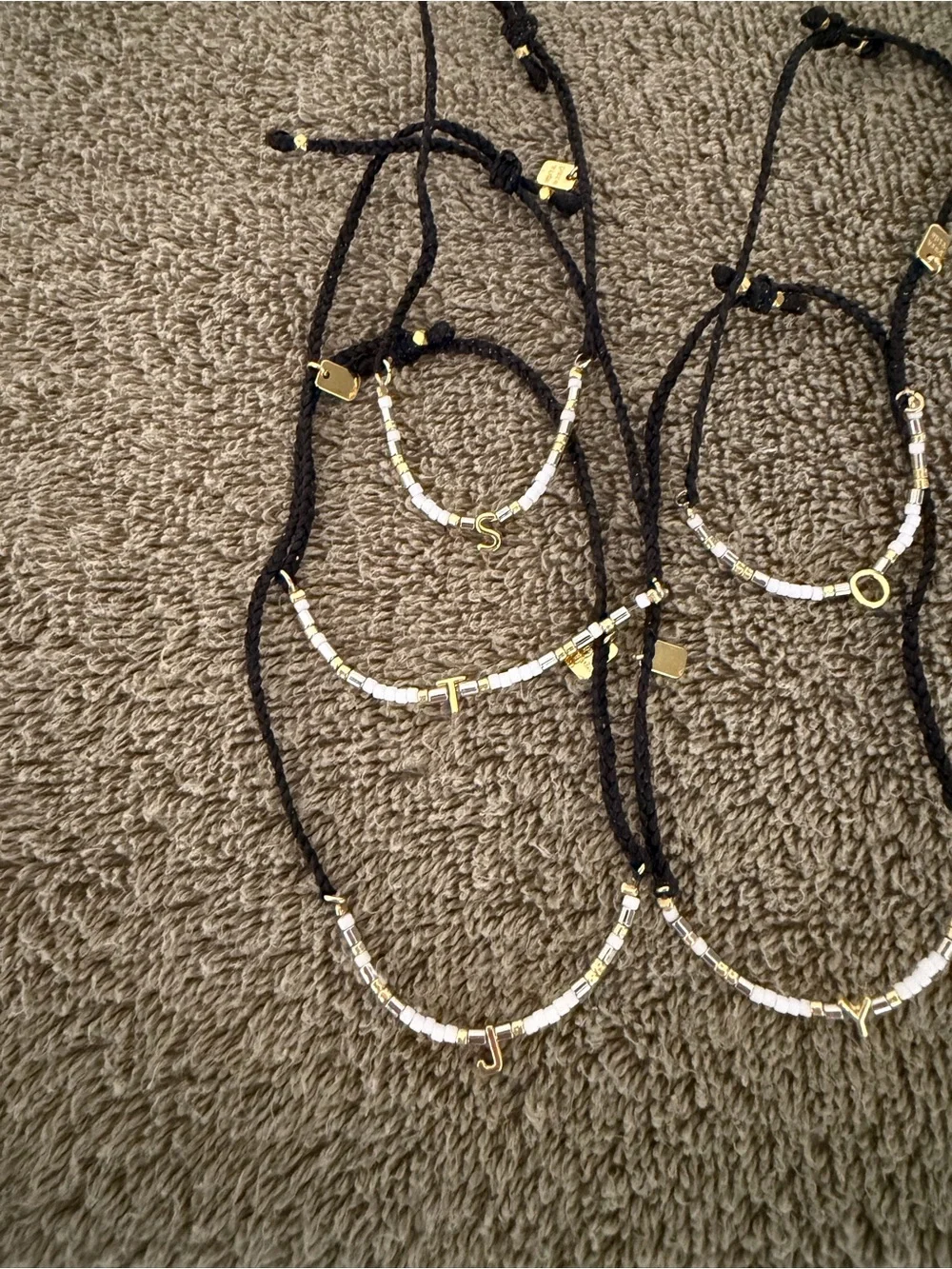 Pura Vida Delicate Black Cord Bracelet Set with Gold Accents